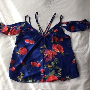 Pretty Floral Open Shoulder Top